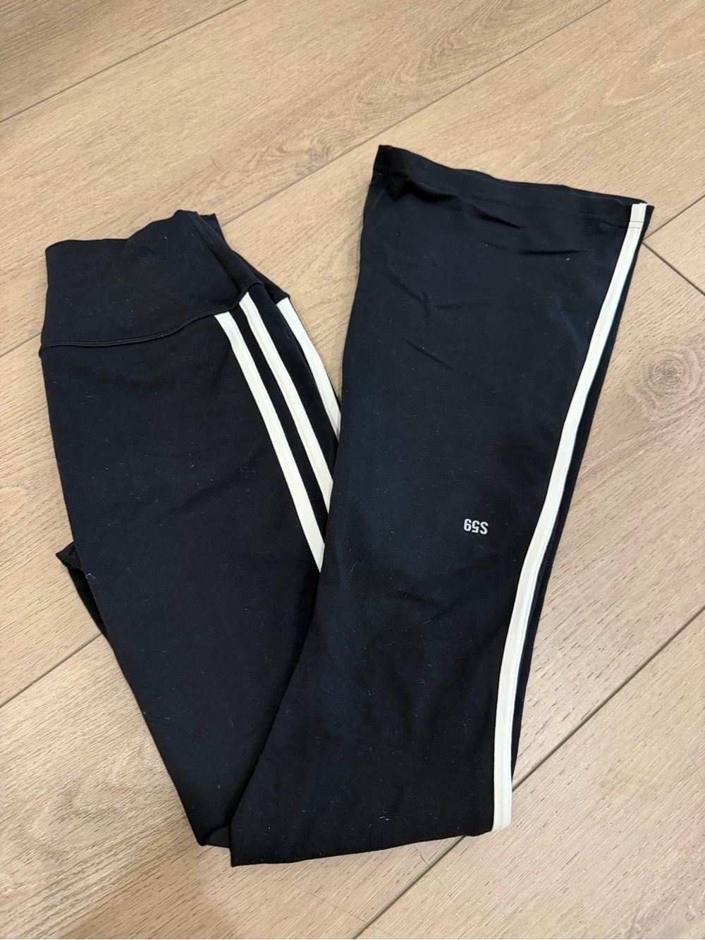 Splits59 Black Leggings with White Side Stripes